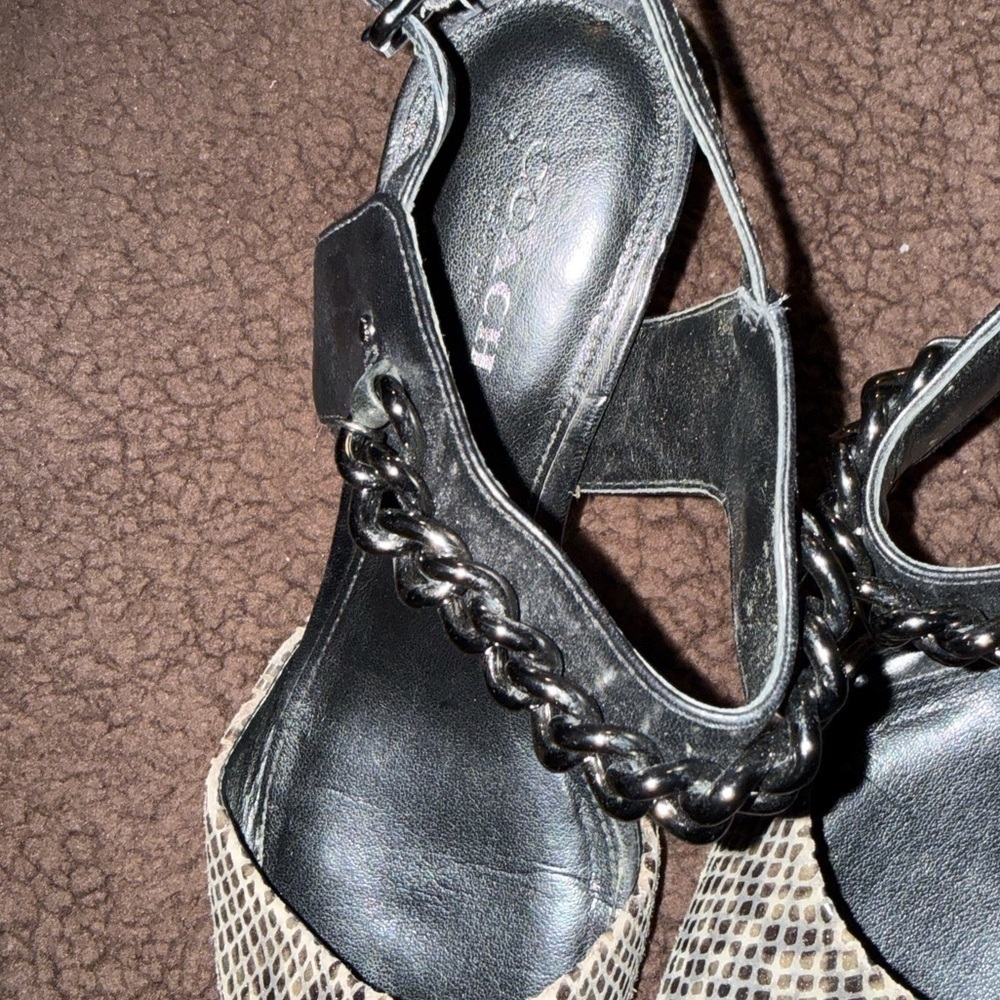 Coach Black and Brown Chain Detail Heels - Picture 4 of 7
